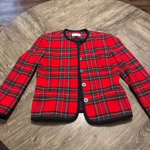 Red Plaid Button-Up Jacket - Talbots